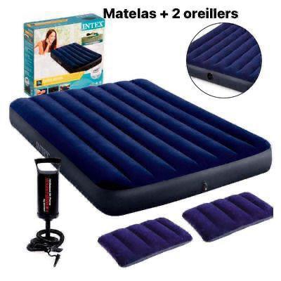25.000f Matelas Gonflable 2 Place + Pompe + 2 Oreillettes - Souple  781963244