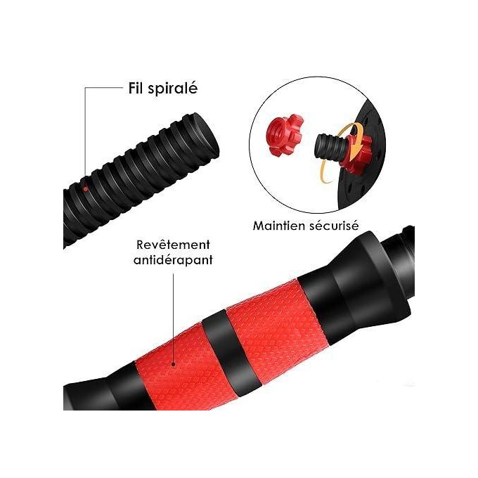 50.000F Haltères 30kg, Kit d'Haltères Musculation Réglable pour Entraînement Musculaire Haltérophilie, Haltères avec Barre d'extension 781963244