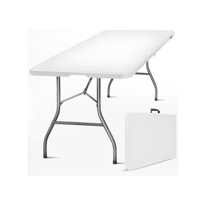 45.000F Table de jardin pliante 180x75xH74 cm Blanche Haute resistance Polypropylène Camping 781963244