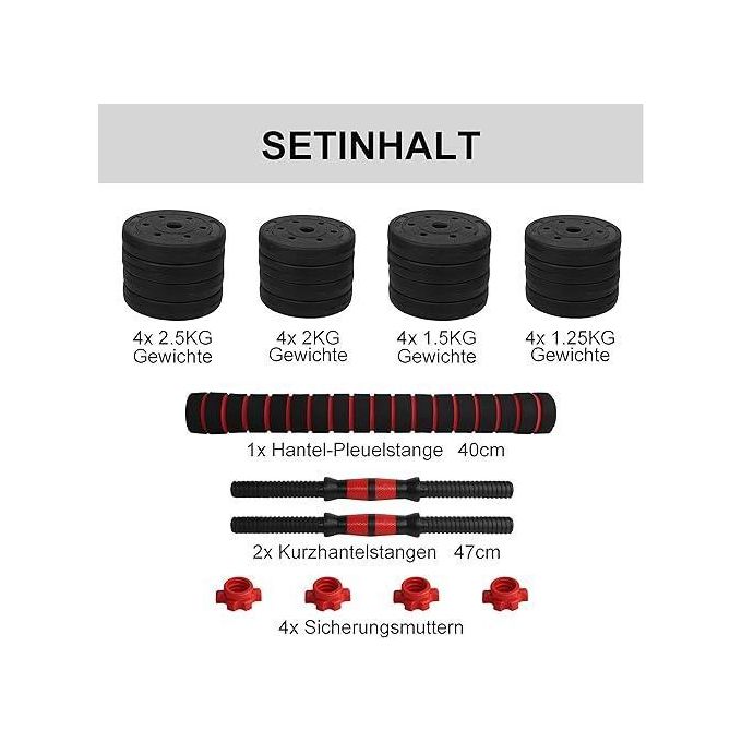 50.000F Haltères 30kg, Kit d'Haltères Musculation Réglable pour Entraînement Musculaire Haltérophilie, Haltères avec Barre d'extension 781963244