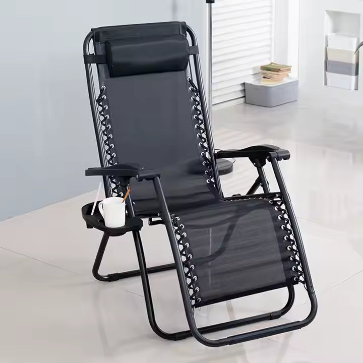 35.000f  Chaise de plage pliante portable en métal pour extérieur, pliable, à gravité zéro, inclinable, idéale pour dormir ou se prélasser  781963244