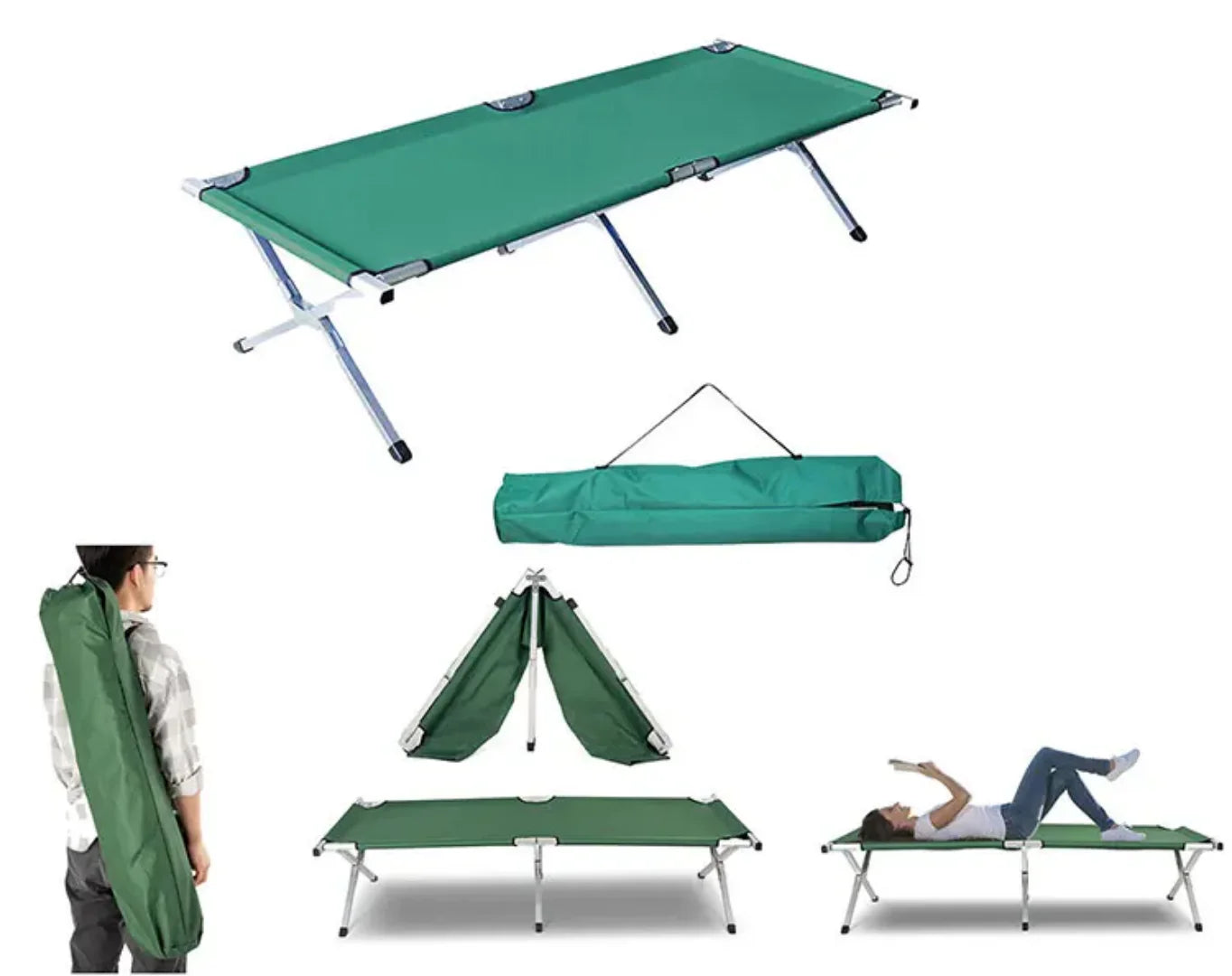 24.000F Lit de camp pliable en aluminium - 190x65x42cm 781963244